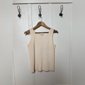 Villager Woman’s 100% Cotton Ivory Cream Sleeveless Knit Top Size Small